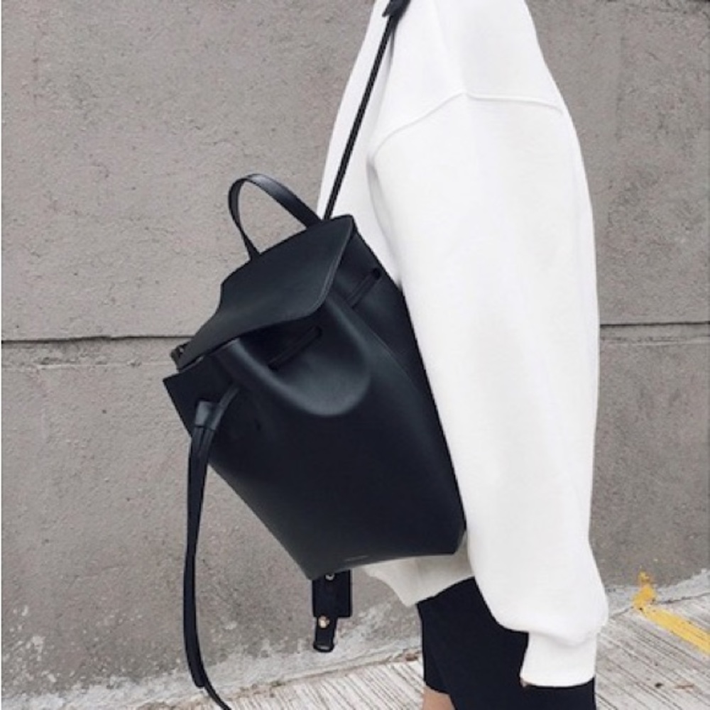 Mansur Gavriel Black Leather Mini Backpack